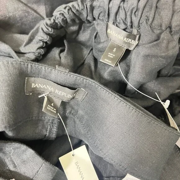 Banana Republic Meridian Black  Linen Pant with Matching Top Size S 4 - Picture 12 of 12